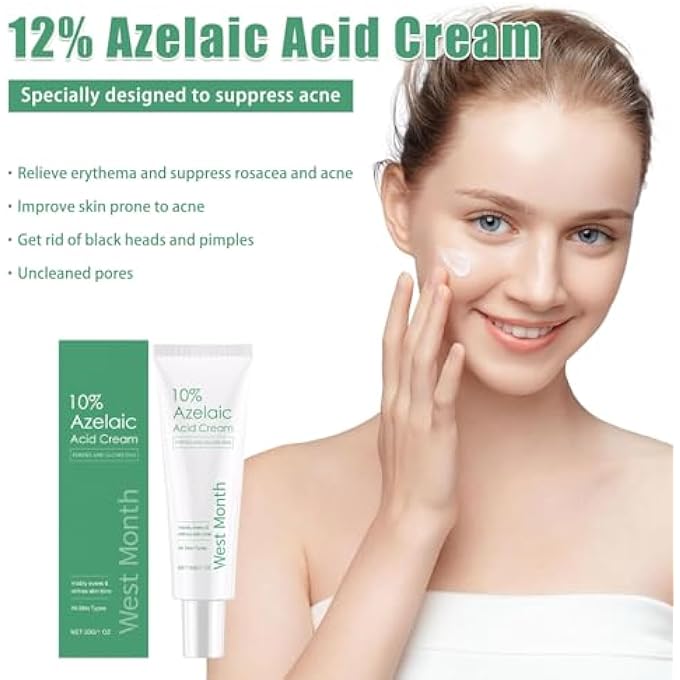 GraGra كريم حمض الأزيليك، 10% حمض الأزيليك، كريم نهاري/ليلي، سيروم للوجه مع النياسيناميد وفيتامين C، تخفيف احمرار الوجه، علاج الوردية والتصبغات، للبشرة الحساسة - Image 4